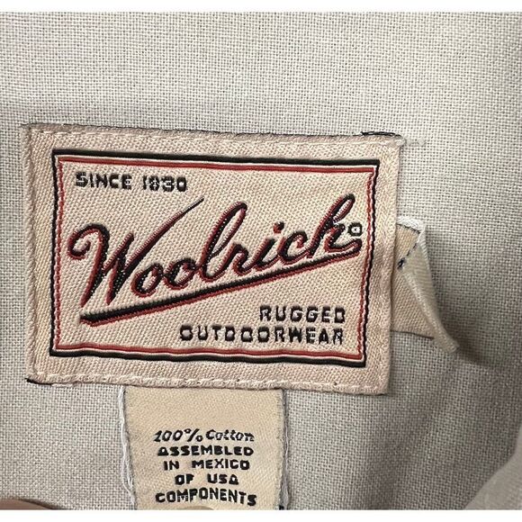 Woolrich Rugged Outdoor Cotton Button-Down Shirt Khaki Beige Casual Adventure - Picture 3 of 4